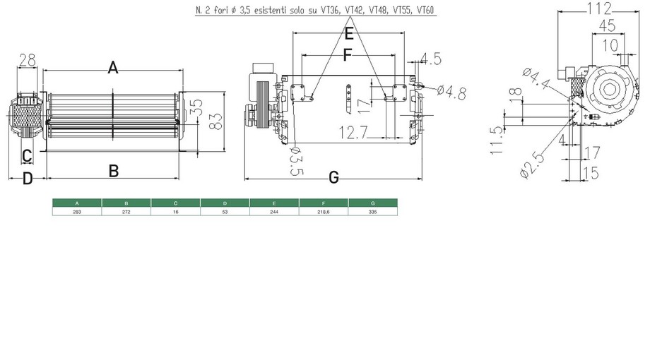 VENTILATEUR TANGENTIEL LONGUEUR 180MM MOTEUR A DROITE 