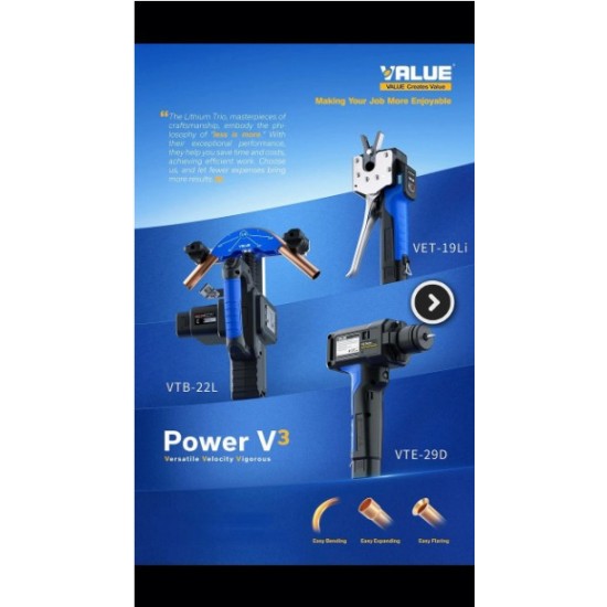Dudgeonnière électrique à batterie VALUE TF-VET19Li - 2 batteries Lithium