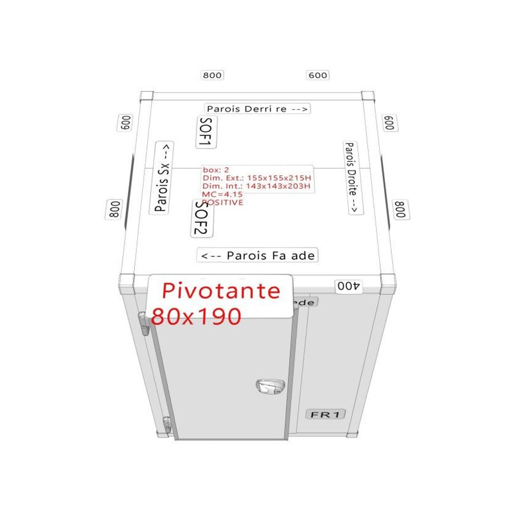 Chambre positive avec sol et groupe frigorifique - CFP155155215-IPAM401B