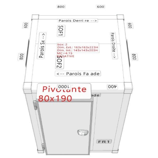 Dimensions chambre négative CFN163163223
