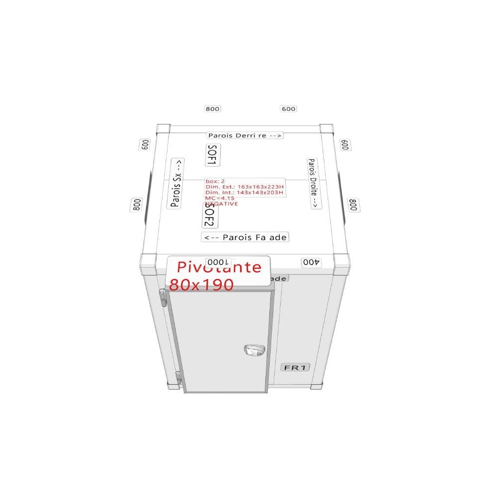 Dimensions chambre négative CFN163163223